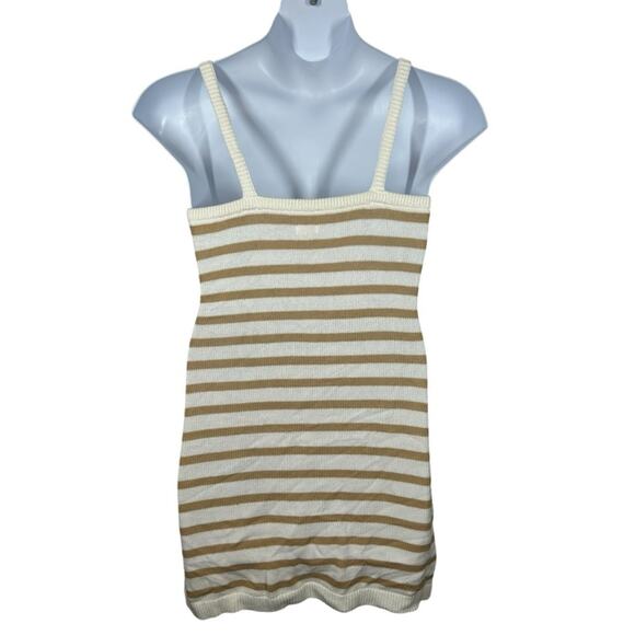 Aerie White & Tan Striped Cutout Tank Dress Medium Boho Summer Festival Style - Picture 8 of 14